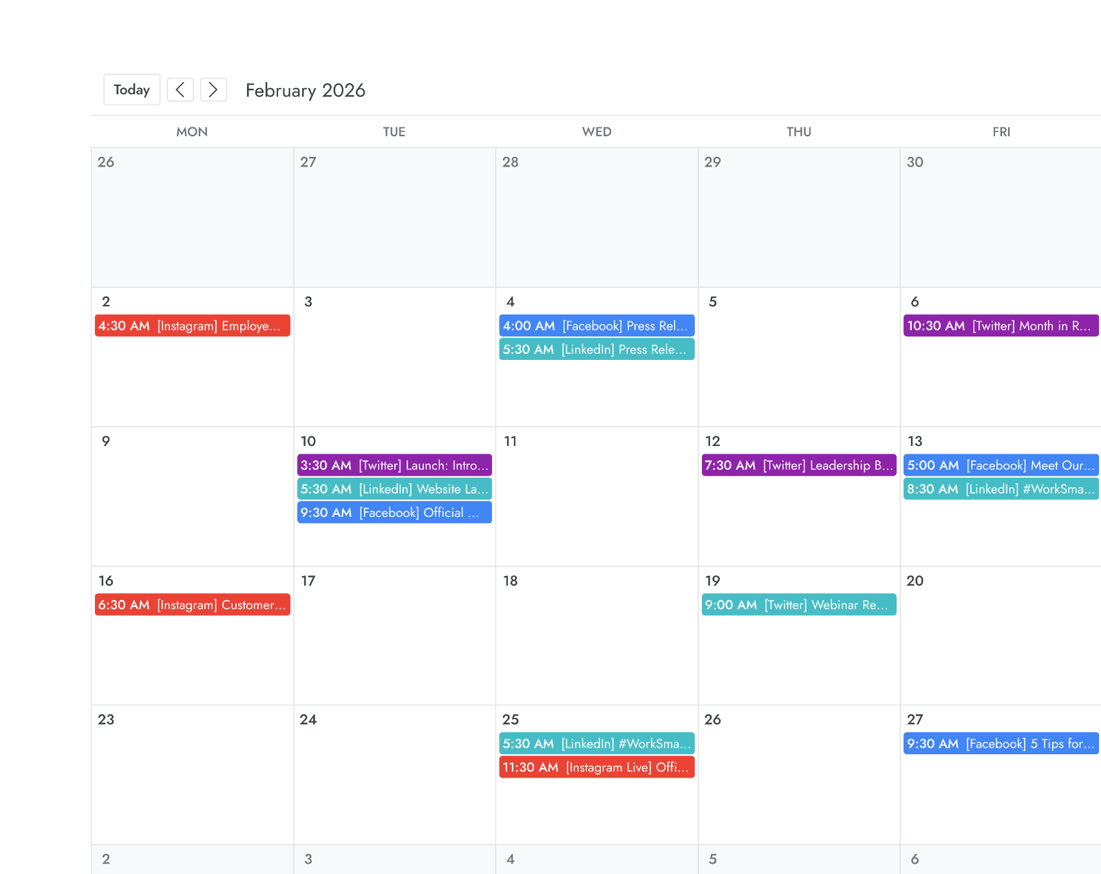 Free Whiteboard Template for Social Media Calendar