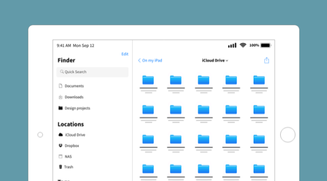 Free Wireframe Template for Finder files app