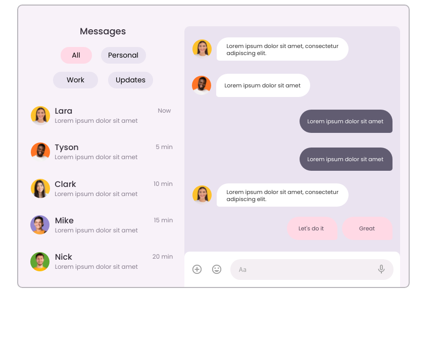 Free Wireframe Template for Material design 3 - Message screen