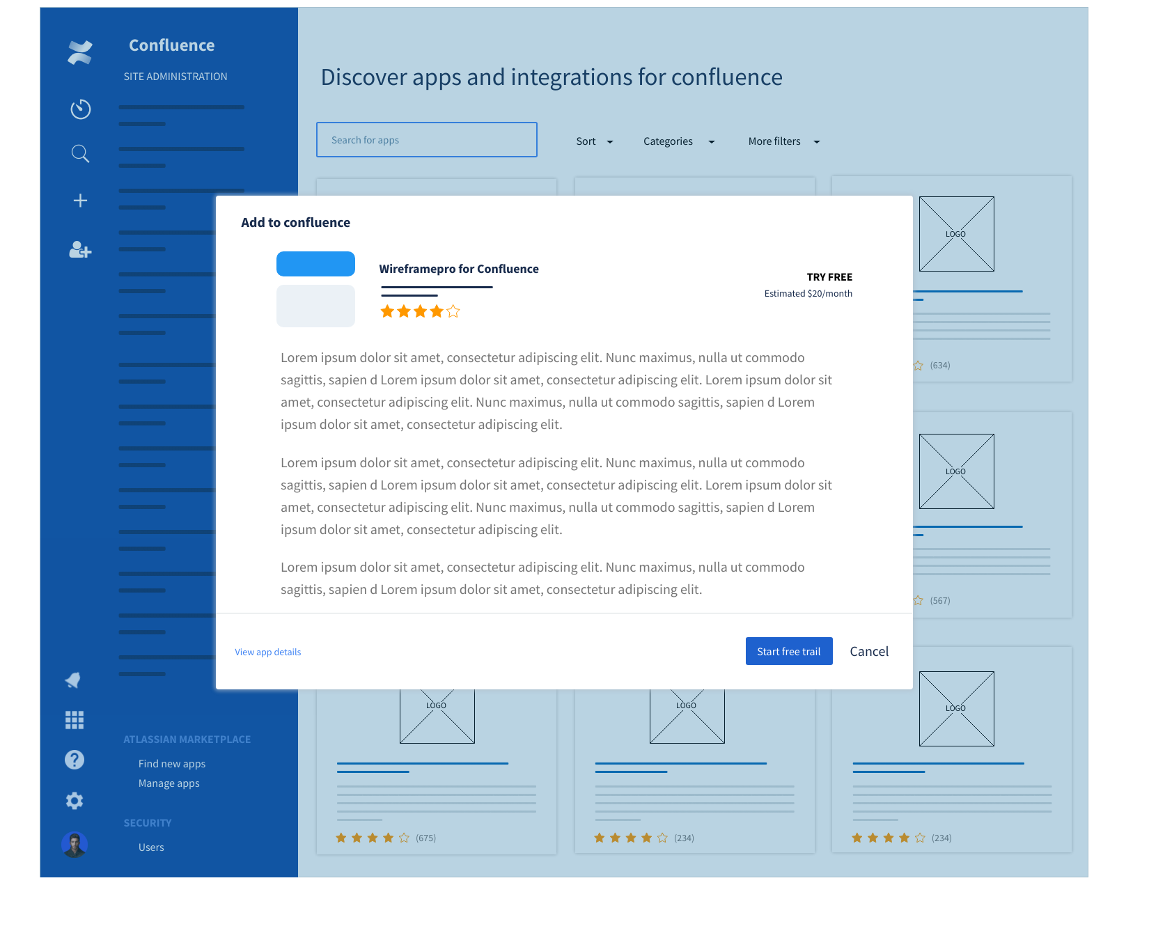 Free Wireframe Template for Integration UI - Confluence