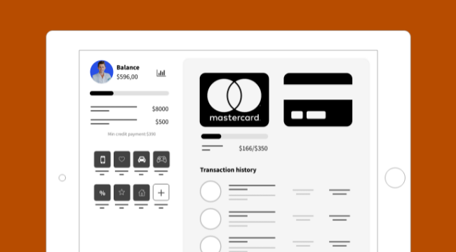 Free Wireframe Template for Transactions app