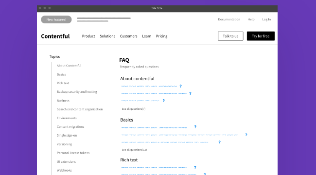 Free Wireframe Template for FAQ page